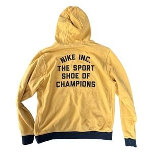Nike Pullover Hoodie Men M Yellow Streetwear Vintage Athletic Graphic Athleisure